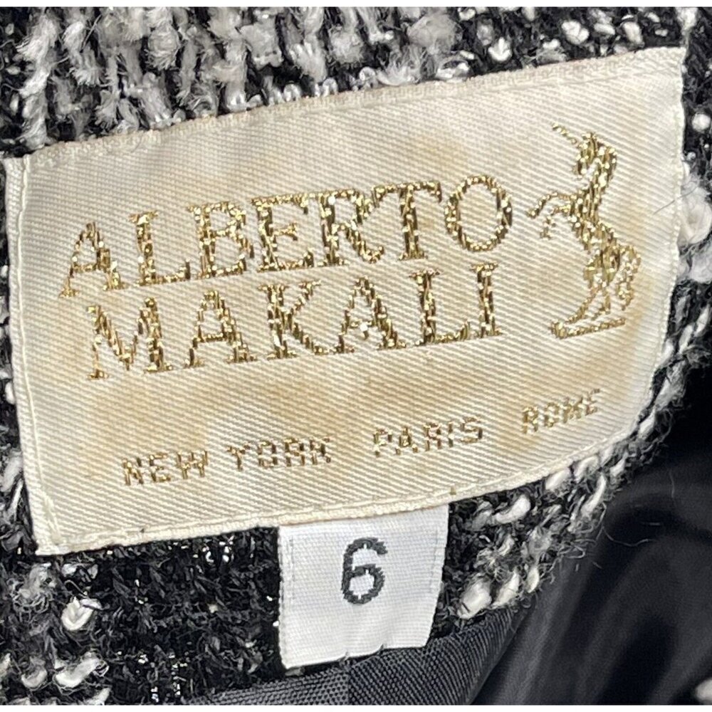 VTG ALBERTO MAKALI Womens SIZE 6 Black/White Tweed  JACKET Jewels Buttons *Flaw* - Picture 8 of 9